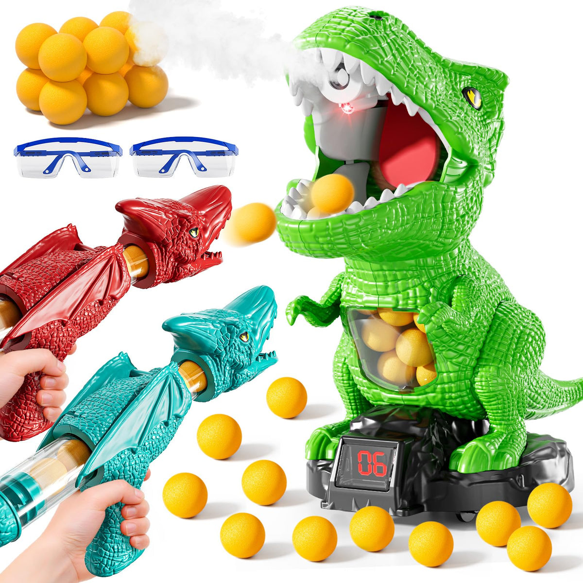 JUKUDAHU dinosaur shooting game front view showing compact family-friendly design