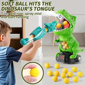 Jukudahu dinosaur toy side view showing moving wheels and action-ready design.