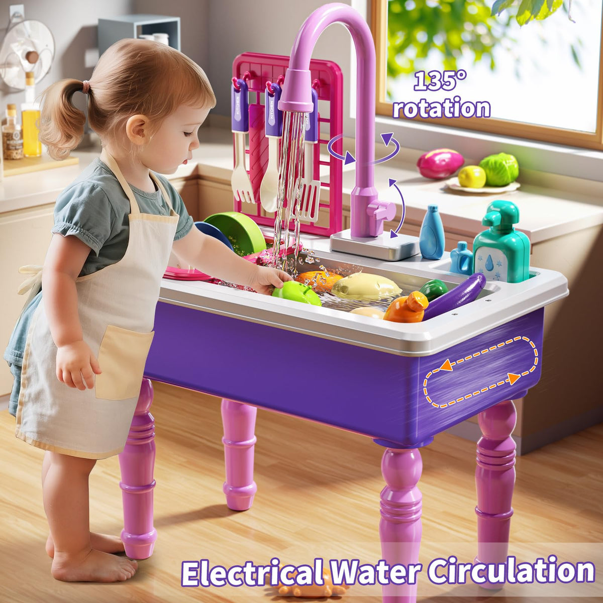 JUKUDAHU kitchen accessories set enhances imaginative cooking and tidy-up role play.