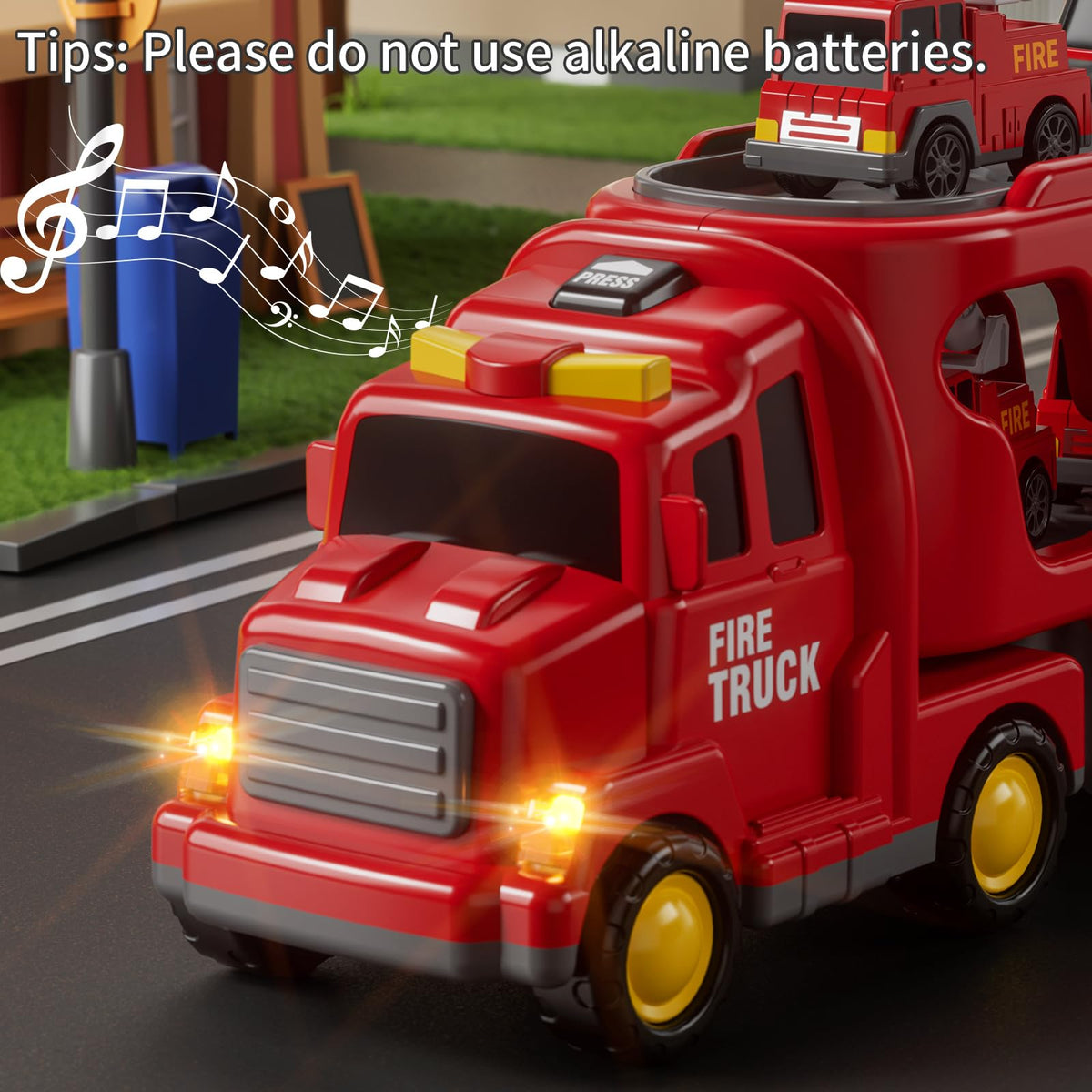 JUKUDAHU sprinkler-car small-vehicle enables role-play and rescue missions.