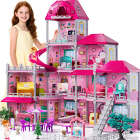 JUKUDAHU Villa Playset 4-storey dollhouse for imaginative play