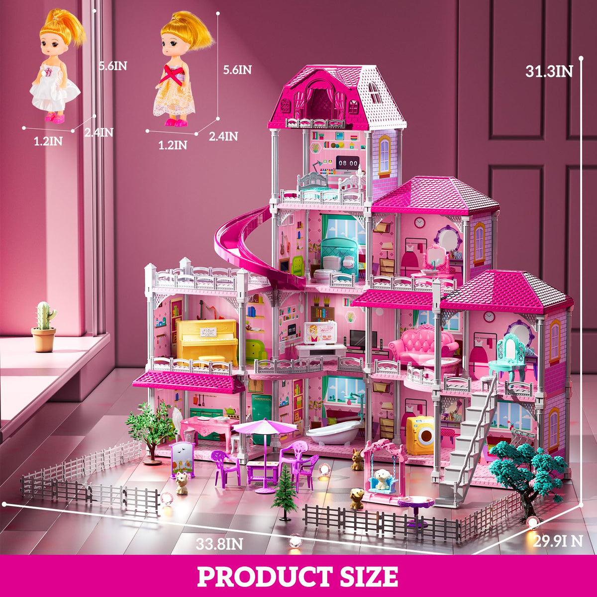 JUKUDAHU Villa Playset kitchen, bathroom and living room scenes
