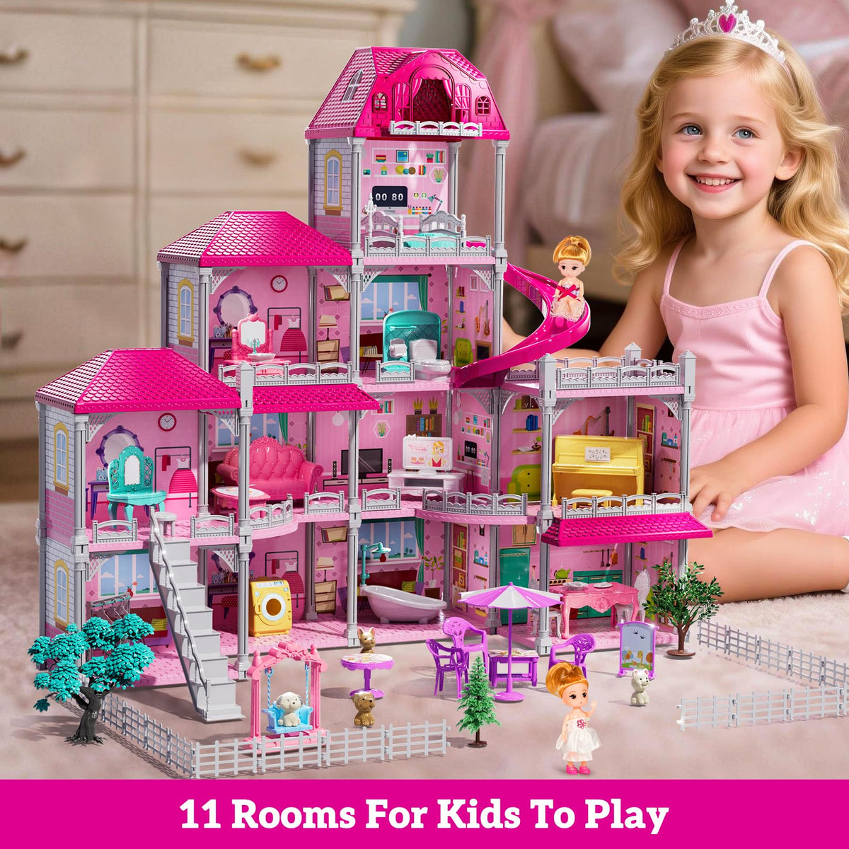 JUKUDAHU Villa Playset piano, sofa and beds for role-play