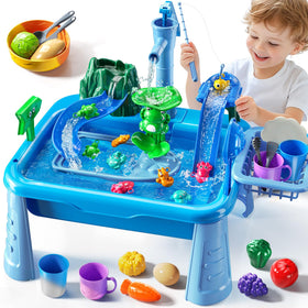 JUKUDAHU water table blue faucet rotation enhances dexterity during outdoor play.