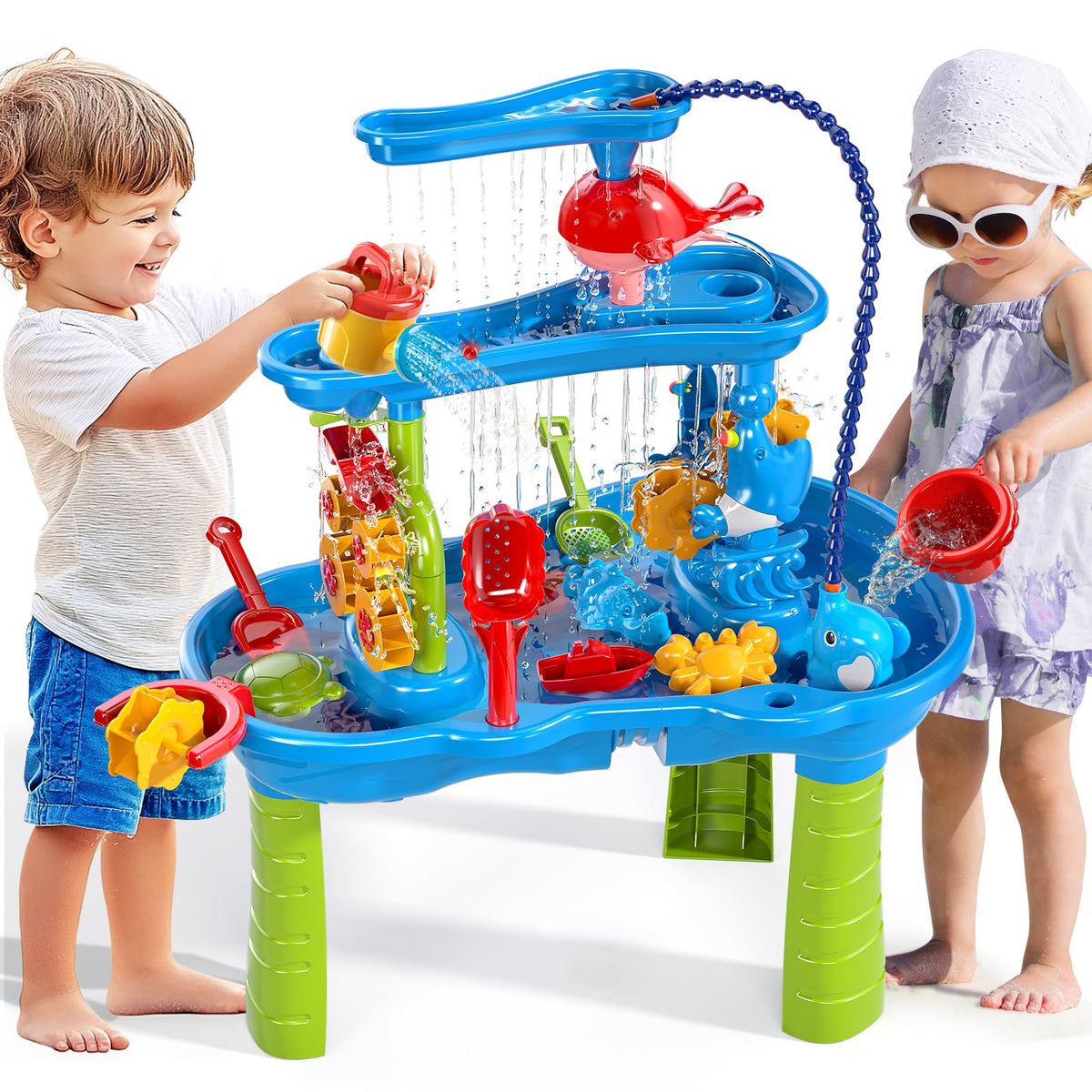 JUKUDAHU water table with elephant pump for sensory outdoor play