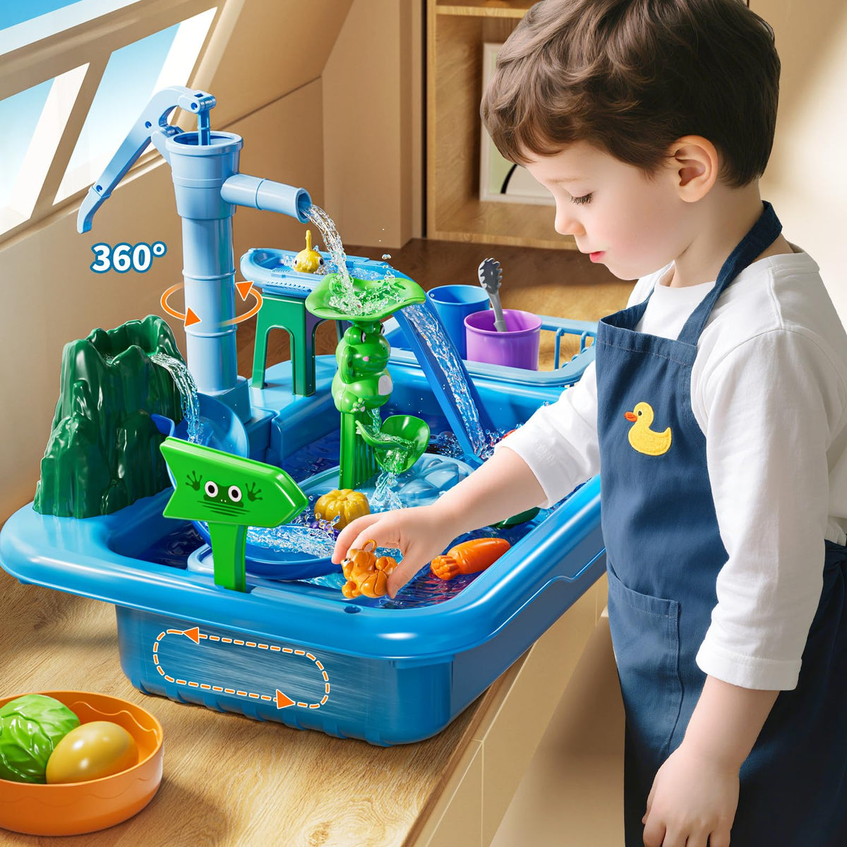 JUKUDAHU water table toddler fishing toys promote hand-eye coordination during pretend fishing.