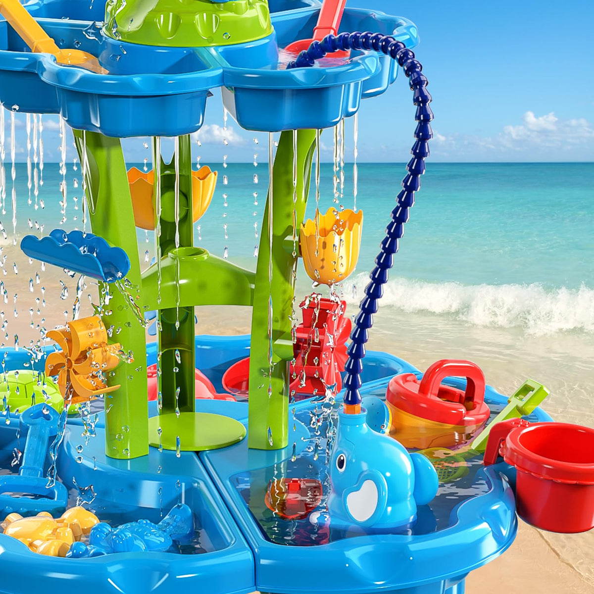 JUKUDAHU watermill creates cascading water visuals for group play.