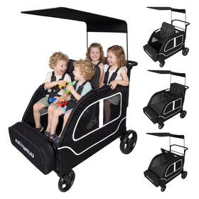 JULYSHILIU car-shaped 4-seater wagon stroller front view for family outings.