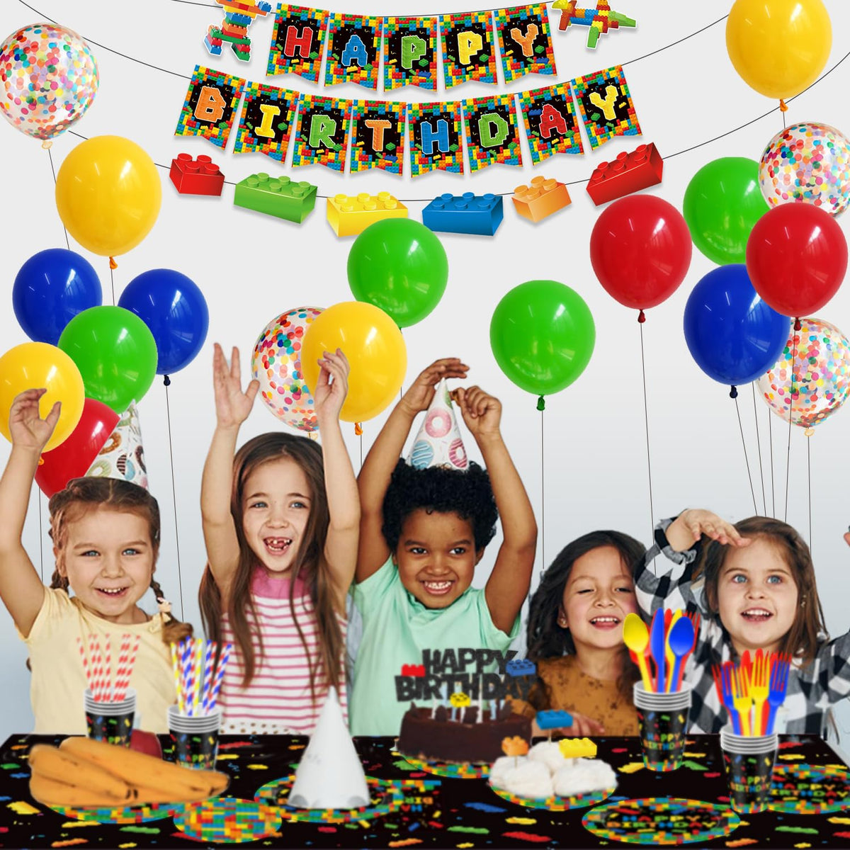 Julyshy building block balloons kit colorful decor lasting through the party.