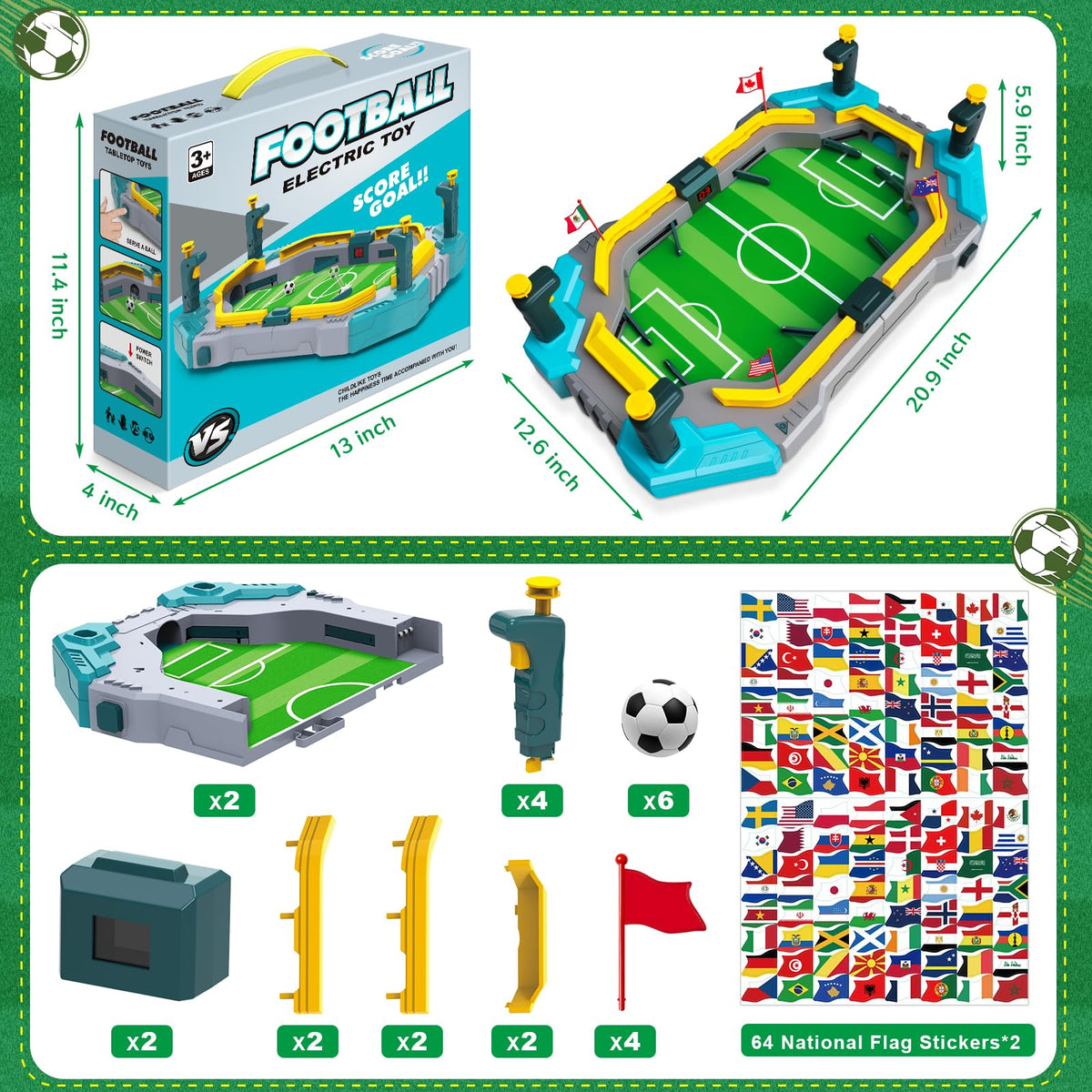 Juman mini foosball table dual-control handles enable precise passes and fast shots.