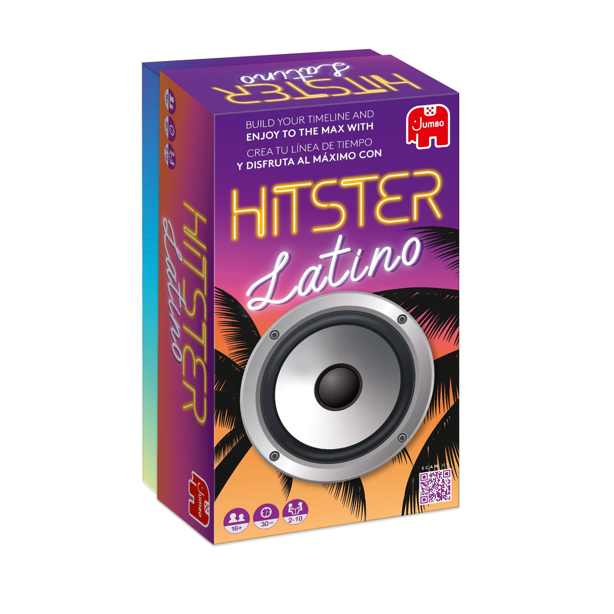 Jumbo Hitster Latino card art showcases vibrant Latin hits for a lively party atmosphere.