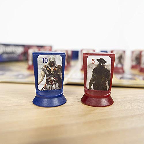 Blue pieces enabling fast two-player duels for strategic competition.