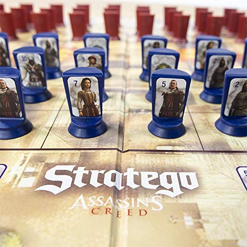 Jumbo Stratego Assassin's Creed red pieces for quick team identification during play.