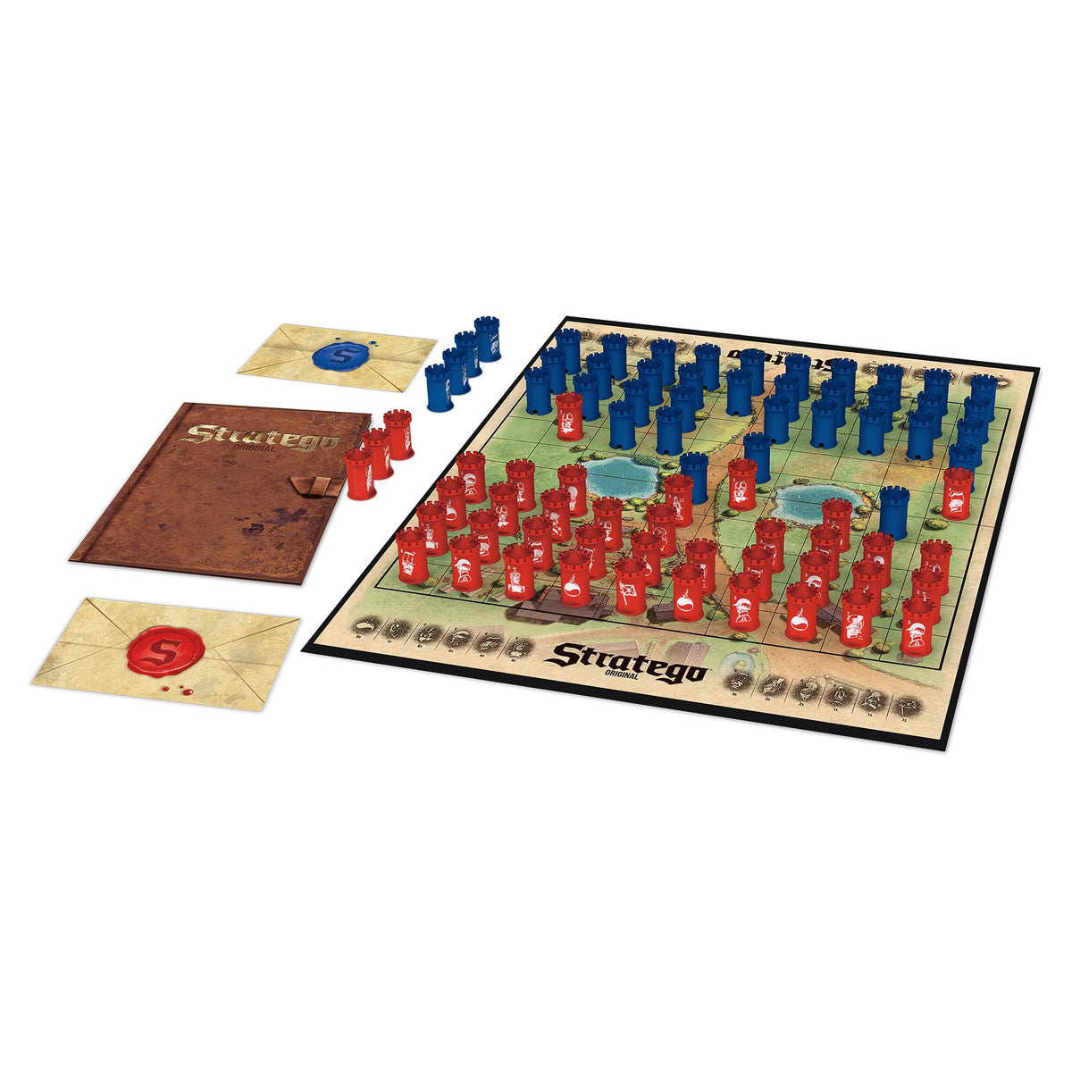 Jumbo Stratego Original playing pieces laid out for tactical moves.