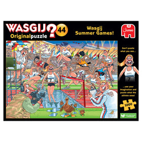 Jumbo Wasgij Summer Games scene illustration reveals a colorful, humorous summer tableau to solve.