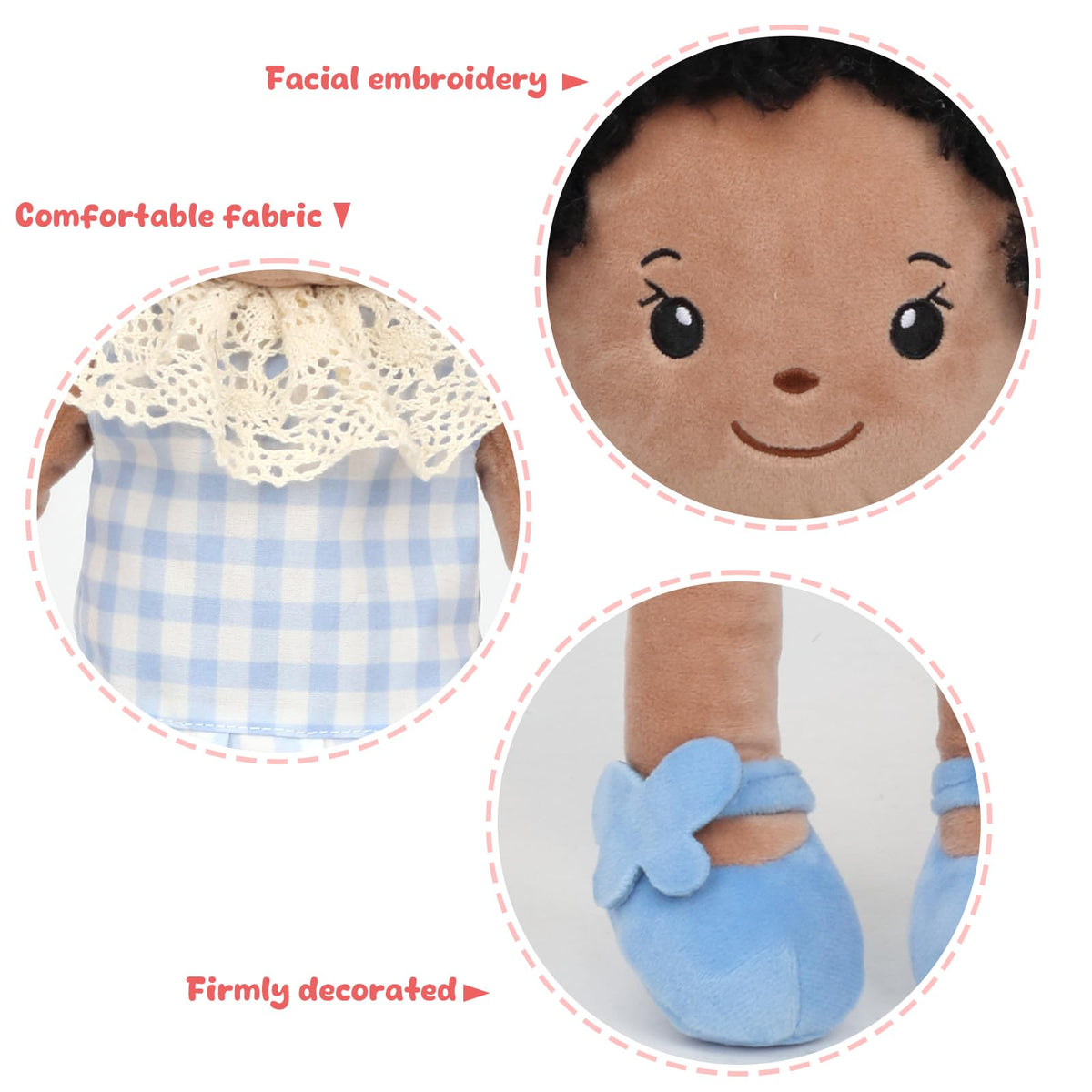 Jumbrace rag doll with flexible limbs supports lifelike role-play and comfort.