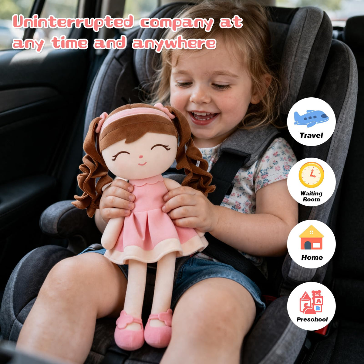 Jumbrace soft baby doll lightweight design is easy for little hands to carry.
