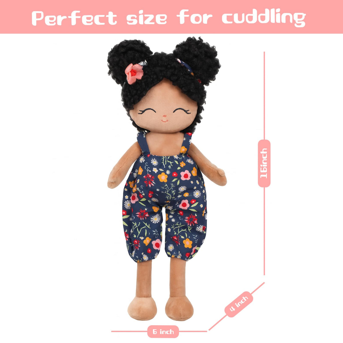 Jumbrace Soft Black Baby Doll embroidery close-up showing durable stitching
