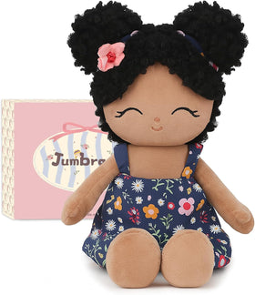 Jumbrace Soft Black Baby Doll face detail with embroidered features for gentle play