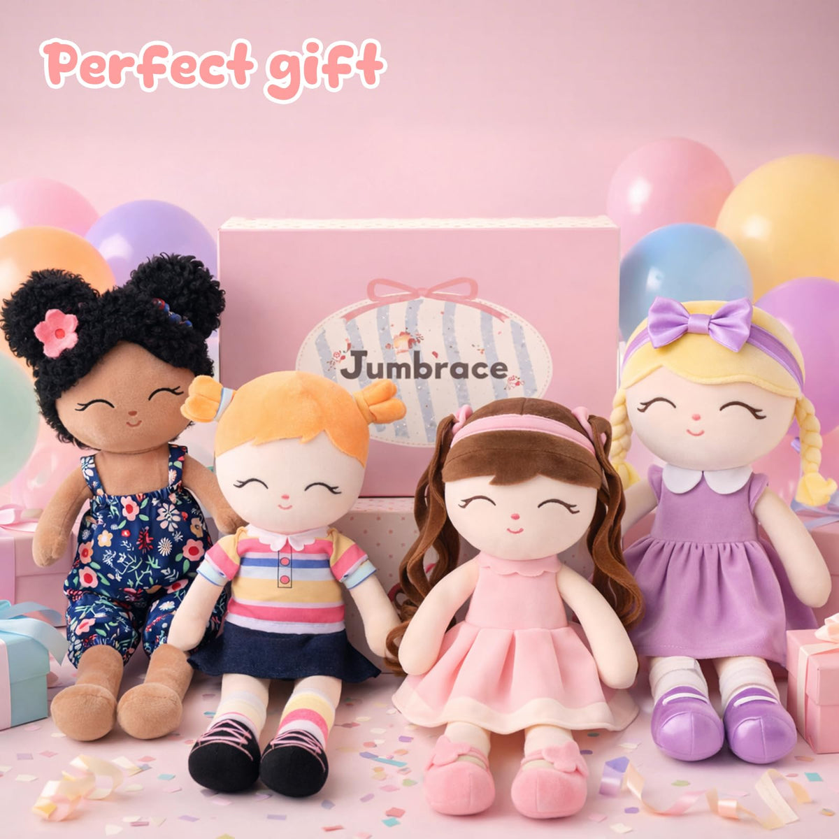 Jumbrace Soft Black Baby Doll gift box ready for birthdays
