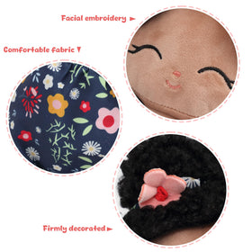 Jumbrace Soft Black Baby Doll wearing outfit for imaginative play