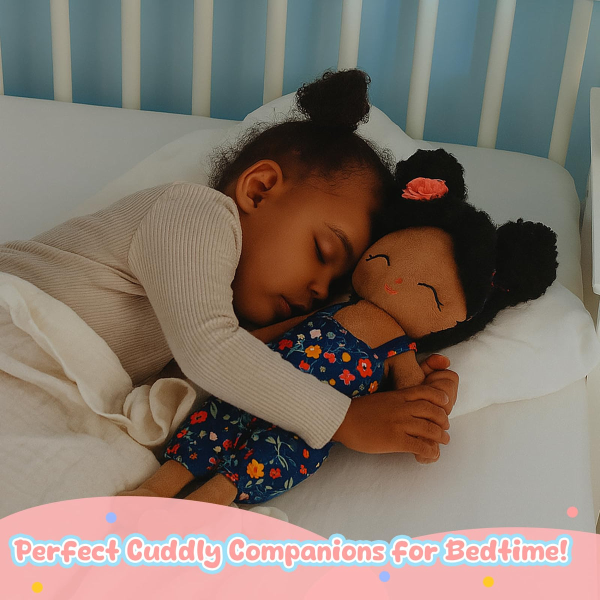 Jumbrace Soft Black Baby Doll machine washable for easy care