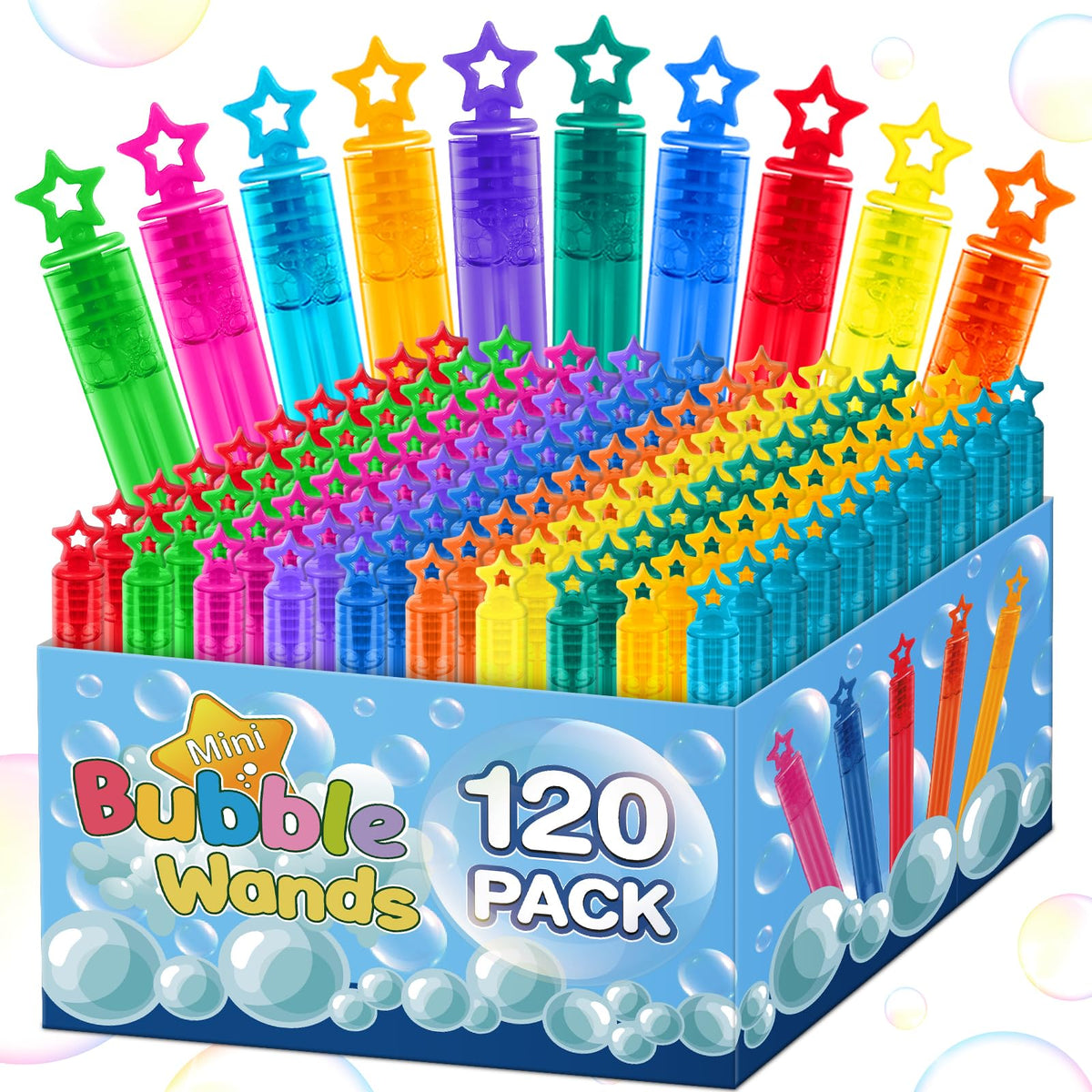 Jumlys mini bubble wands with star handles for festive party fun.