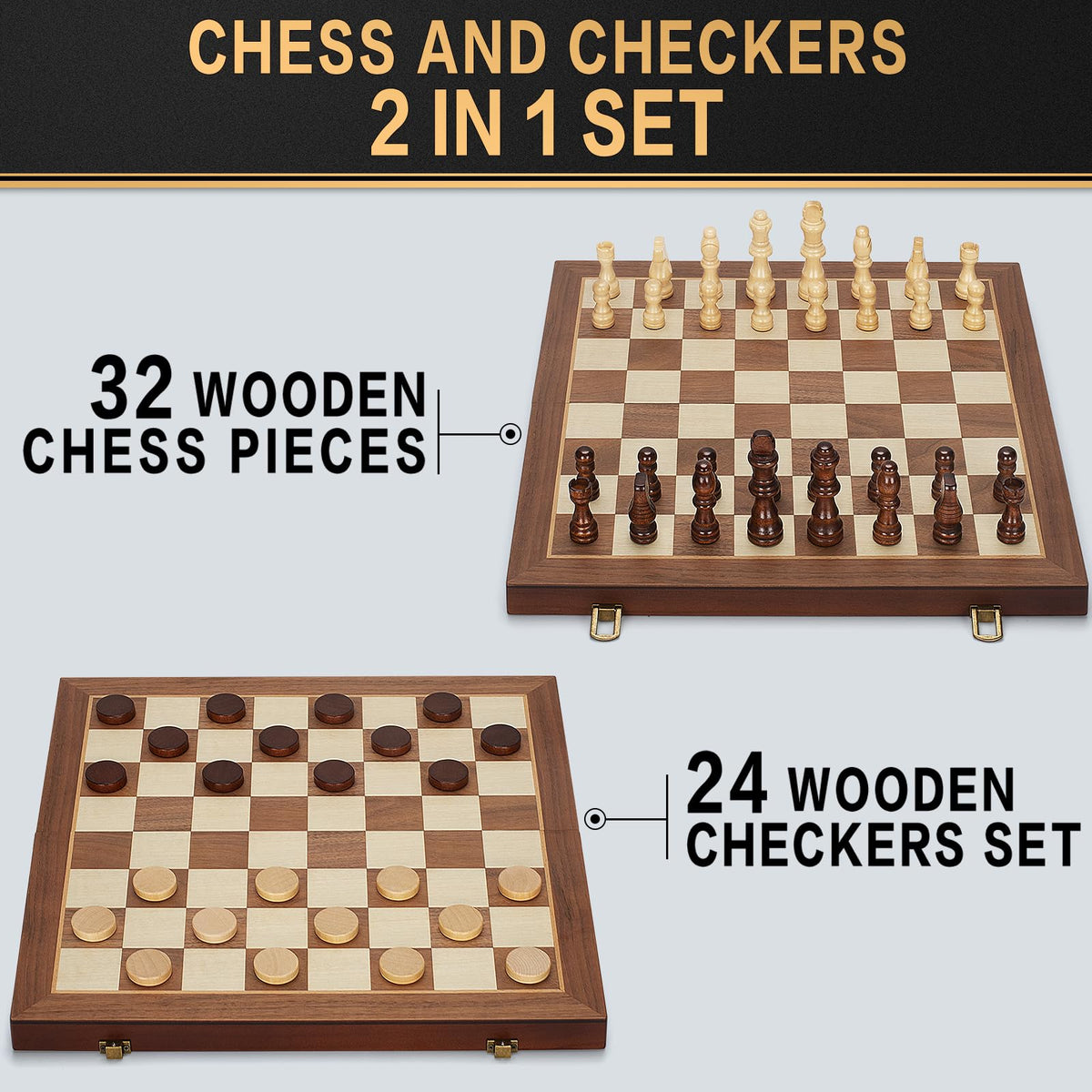 Jumlys 15-inch folding chess board portable for travel and quick setup.