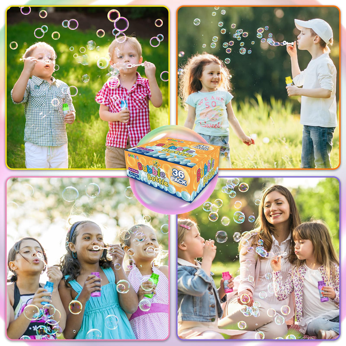 Jumlys durable plastic bubble bottle with handle for reusable fun