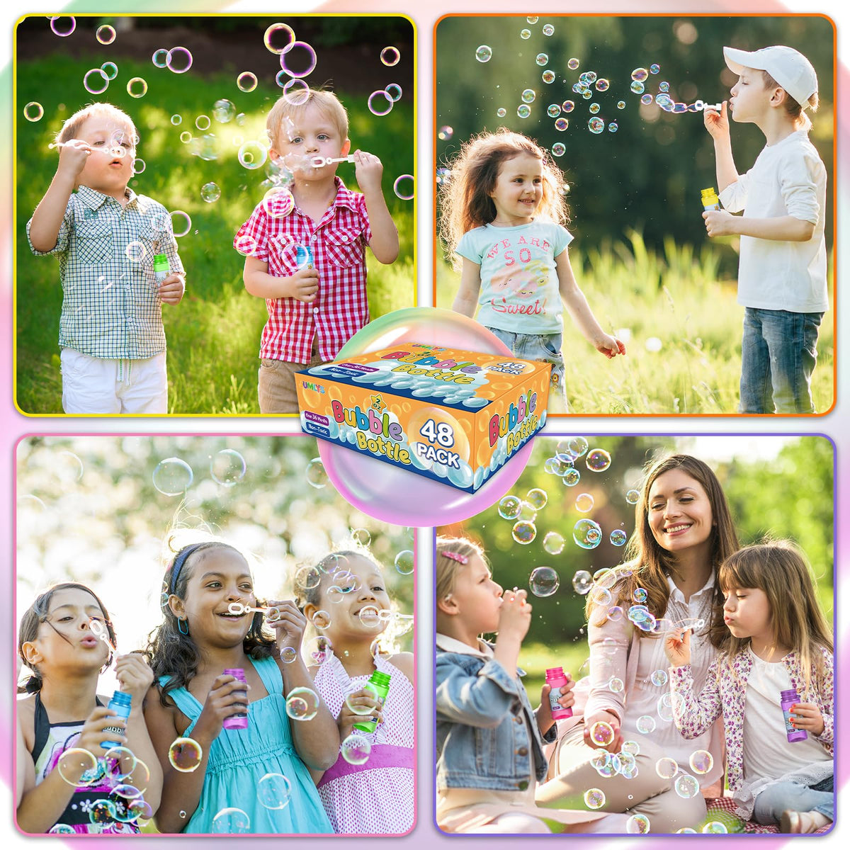 Jumlys bubble bottles with wand close-up for vivid bubbles and play.