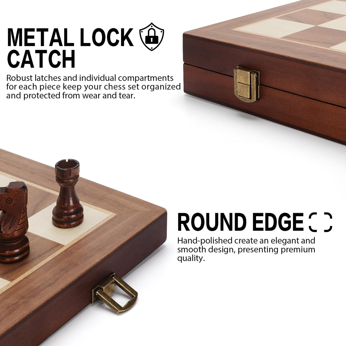 Jumlys checkers pieces included for switching between chess and checkers.