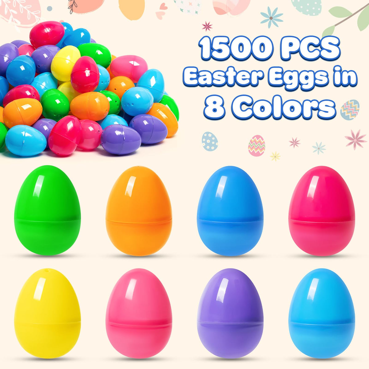 Jumlys hinge-design Easter eggs keeping halves together for easy handling.