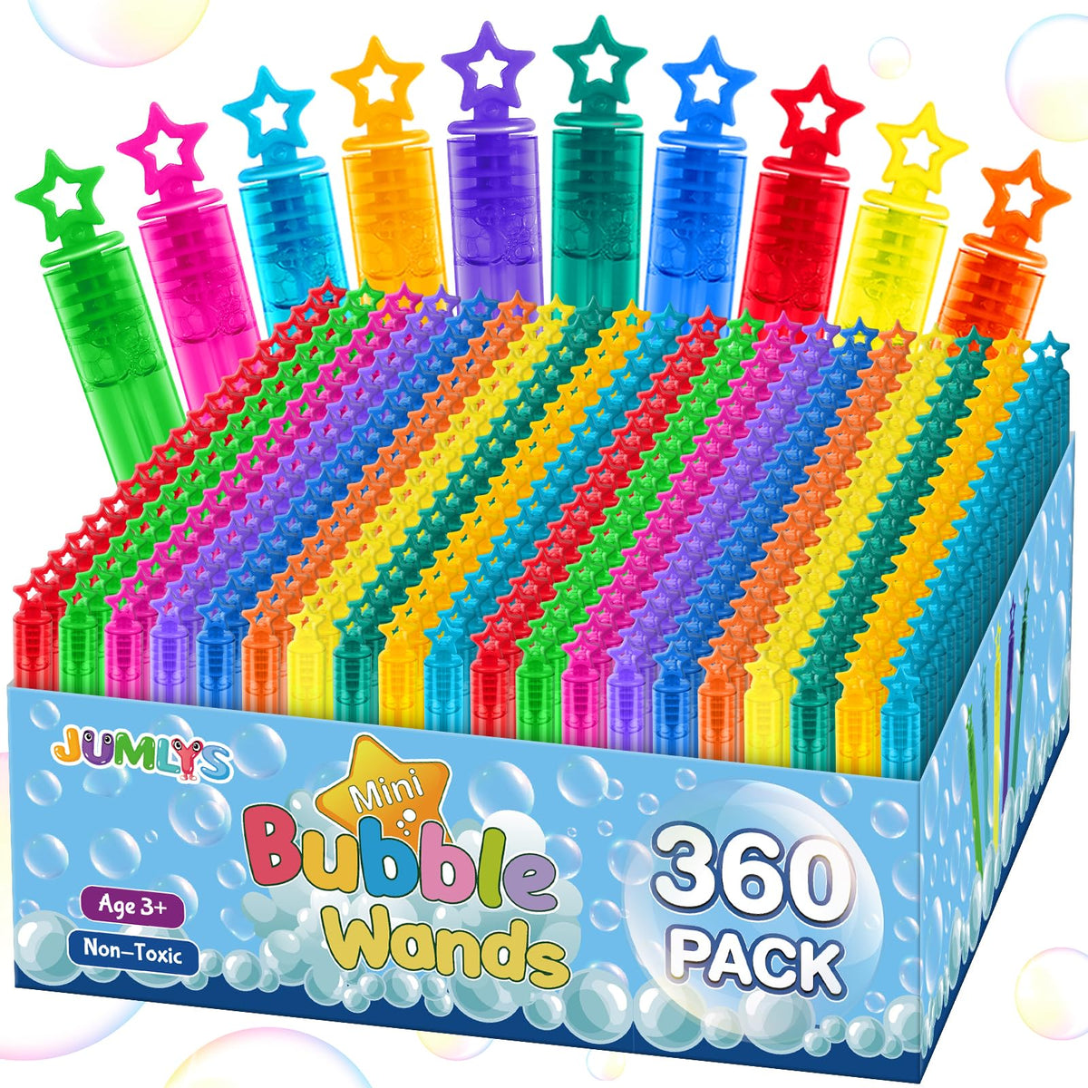 Jumlys mini bubble wand in blue with star handle for bright party fun