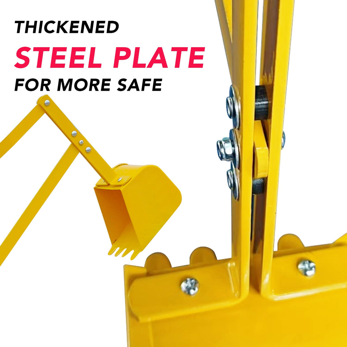 Jump Tastic Sand Digger metal-bucket-with-tooth digs sand, snow, and dirt with ease.