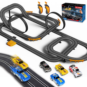 Jumplanma Slot Car Track with four cars ready for family racing.