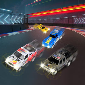 Jumplanma 32-foot track offers long straights and dramatic turns.