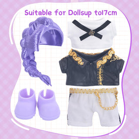 Jun-iqute 3D printed purple wig adds standout flair to Labubu fashion on a 17cm doll.