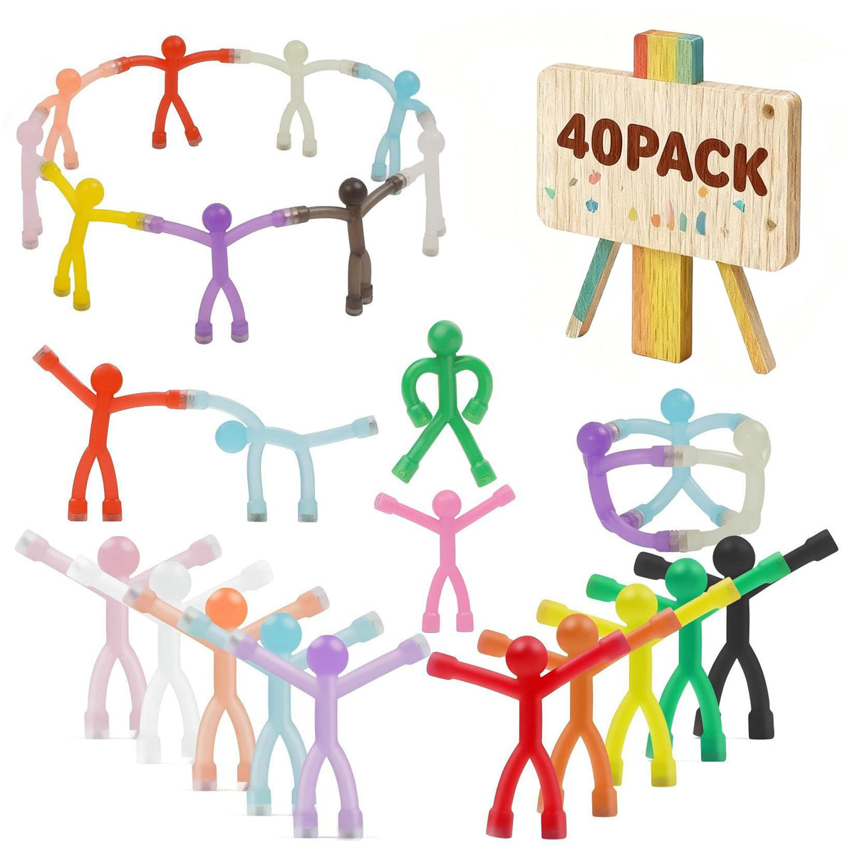 Junarter 40-pack gift box of magnetic figures, ready for gifting.