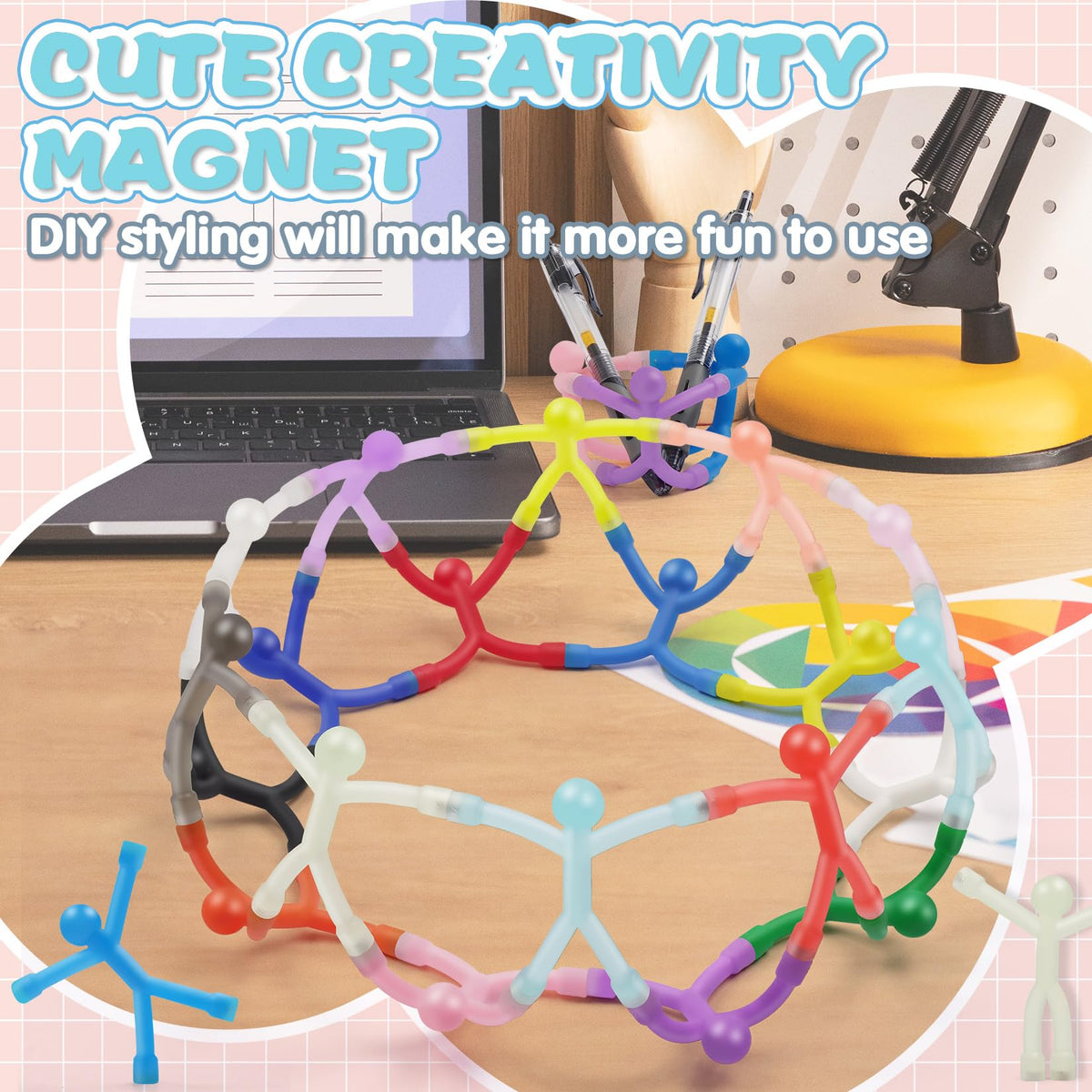 Junarter gift packaging displaying 40 colorful magnet figures.