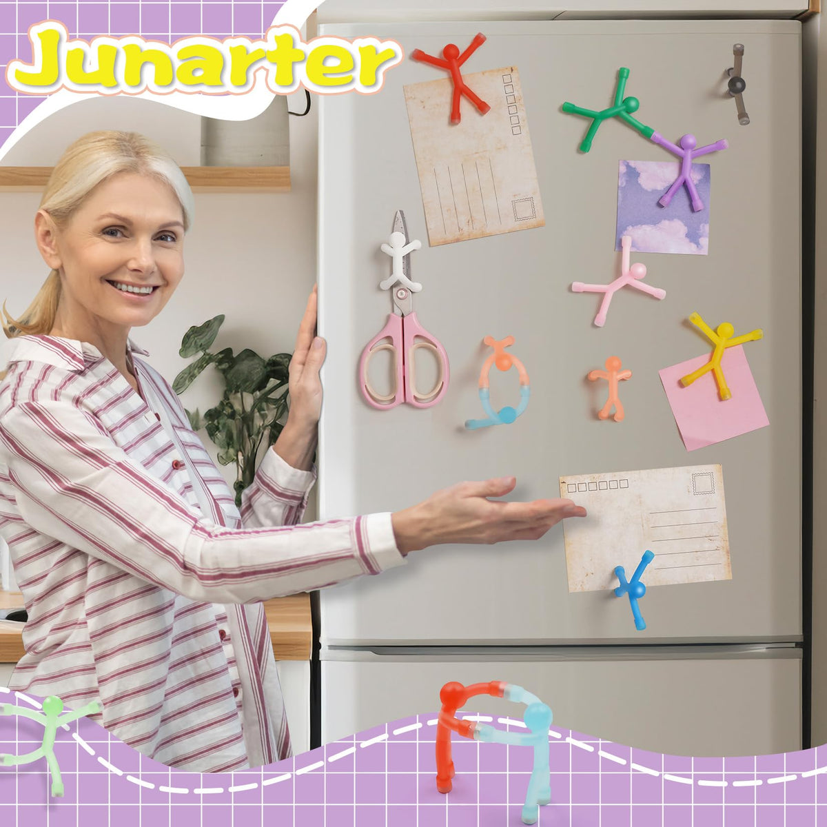 Junarter magnetic figure close-up showing strong hold on a whiteboard.