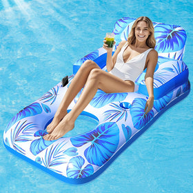 Junbig 65-inch pool lounger with backrest and armrests for relaxed all-day lounging.