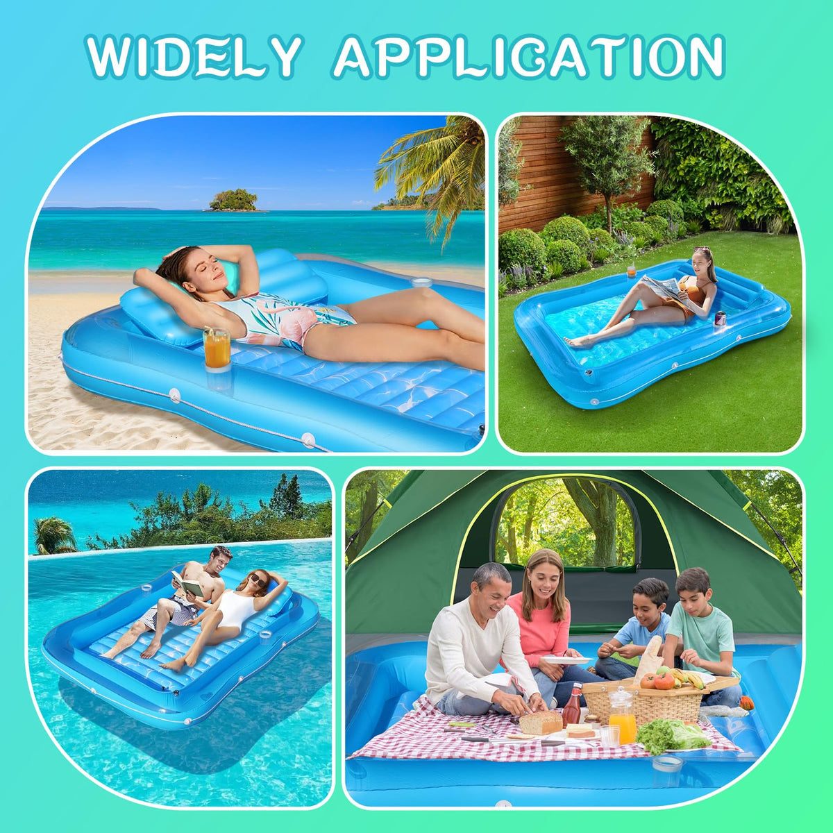 Junbig backyard lake party tanning pool float for two people