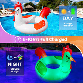 Junbig chicken pool float cup holder keeps drinks handy.