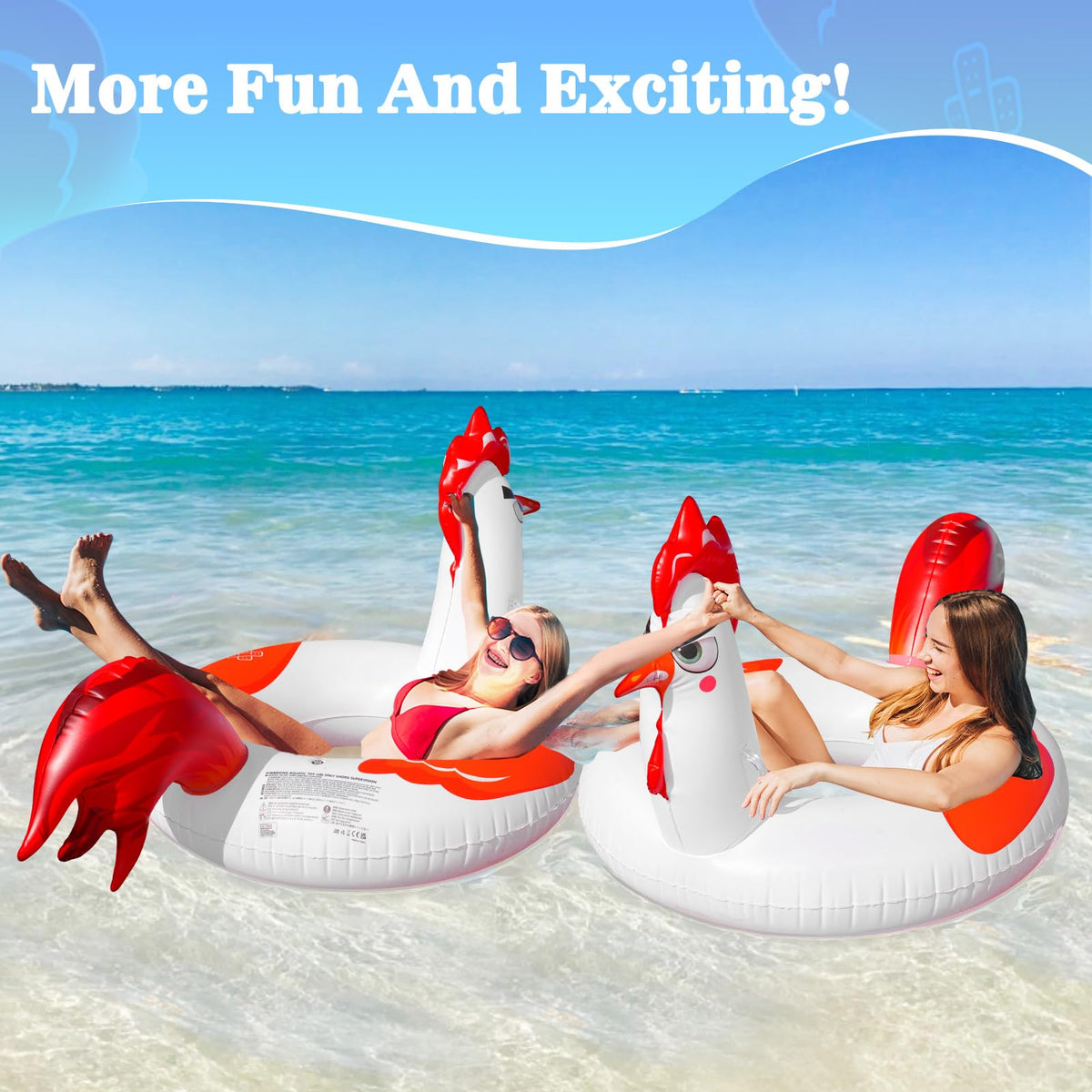 Junbig chicken pool float two handles for steady ride.