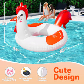 Junbig chicken pool float thick PVC for durable summer use.