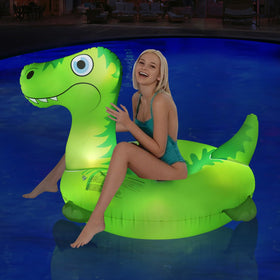 Junbig dinosaur solar-led pool float 85-inch glows at night for ambiance