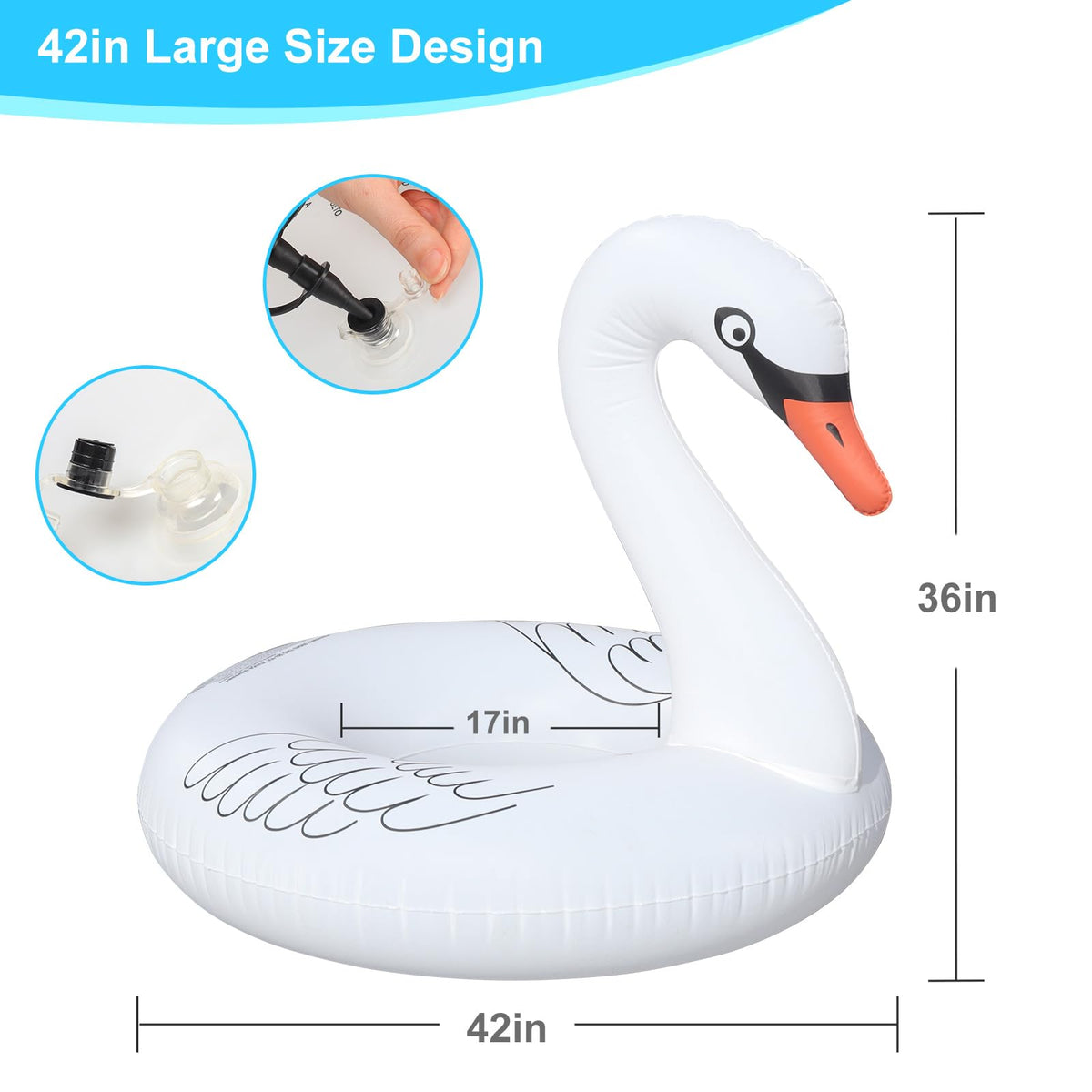 Junbig large inflatable swan shape for pool and lake fun