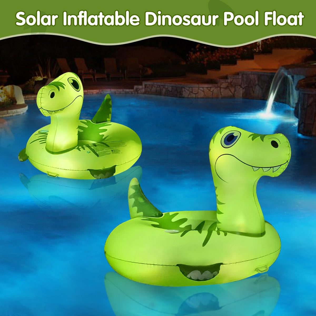 Junbig night-light pool float with solar LEDs for twilight swims