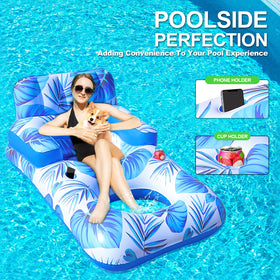 Junbig pool lounger with foot-rest water zone for cool, relaxed lounging.