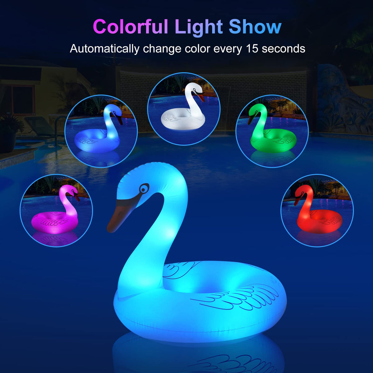 Junbig solar-powered charging for the swan pool float